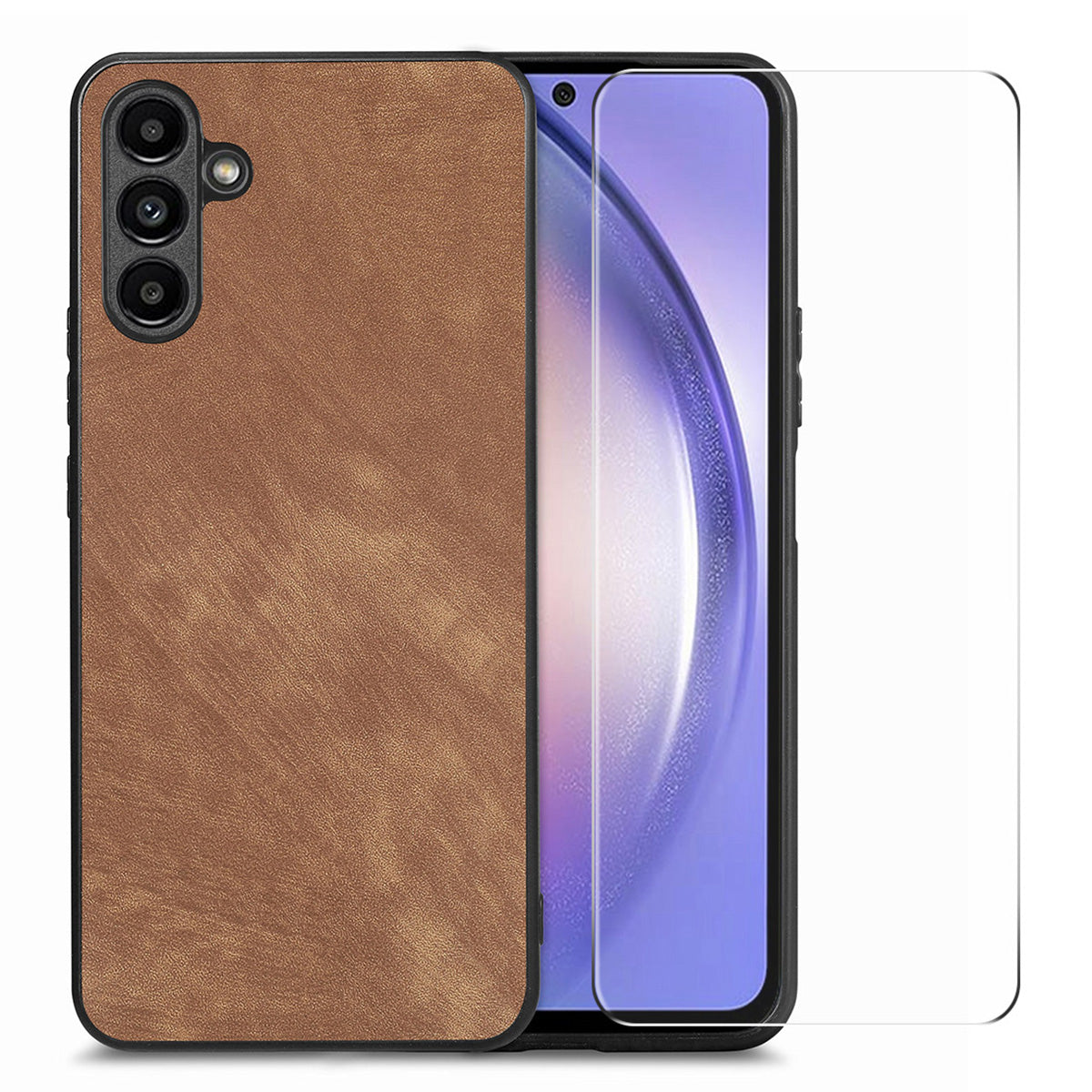 ENKAY HAT PRINCE For Samsung Galaxy A54 5G Retro PU Leather PC Phone Case with High Aluminium-silicon Glass Film ENKAY HAT PRINCE For Samsung Galaxy A54 5G Retro PU Leather PC Phone Case with High Aluminium-silicon Glass Film